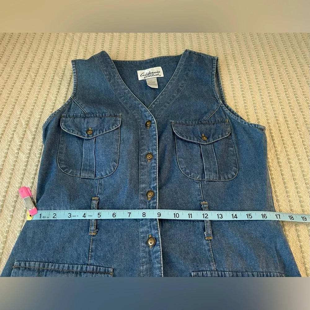 Denim Sleeveless Button Down Dress - 100% Cotton - Size: Large - Picture 7 of 9